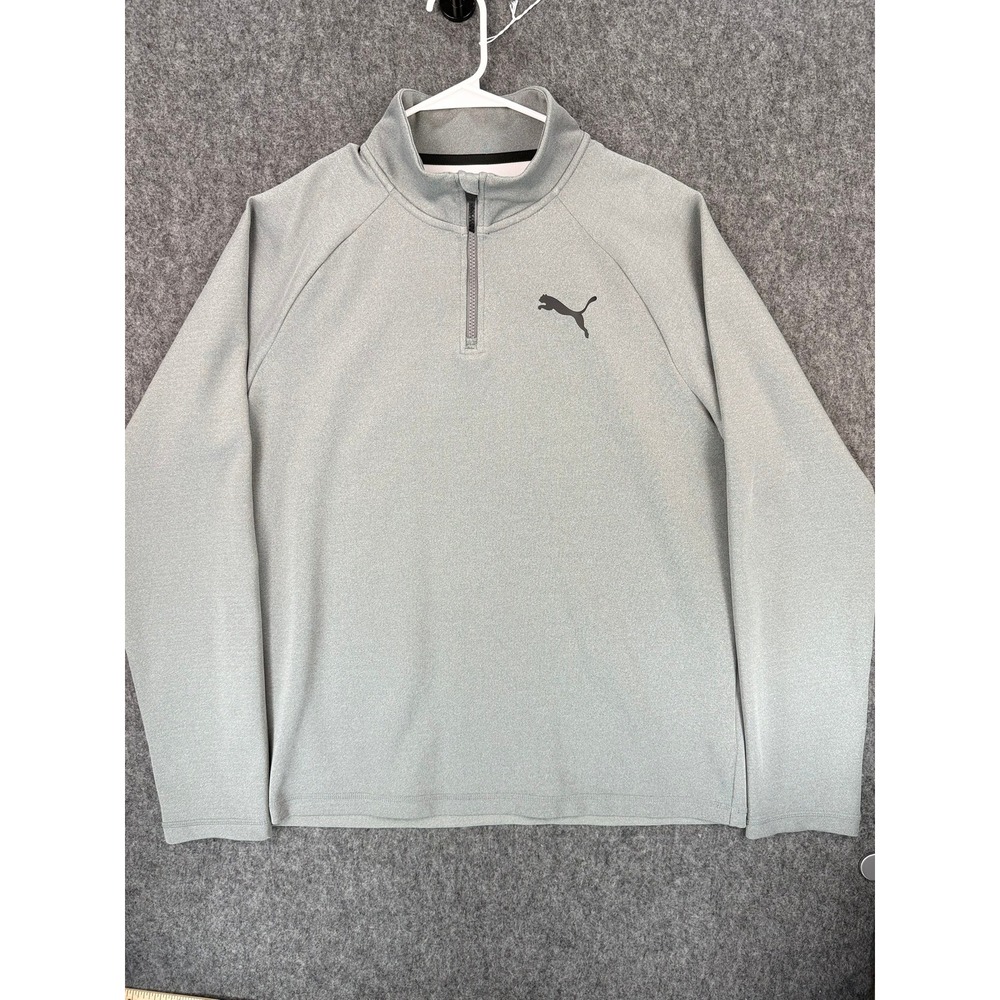 Puma Mens Grey Quarter Zip Pullover Long Sleeve Active Top Large GLDNMWKJ00523